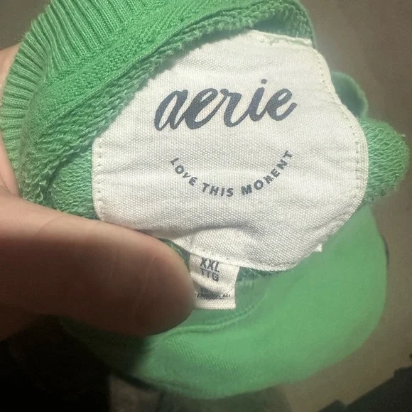 aerie green oversized crew sweatshirt with ski resort patch - Picture 7 of 7